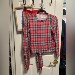 PINK red plaid jammies jogger set size small